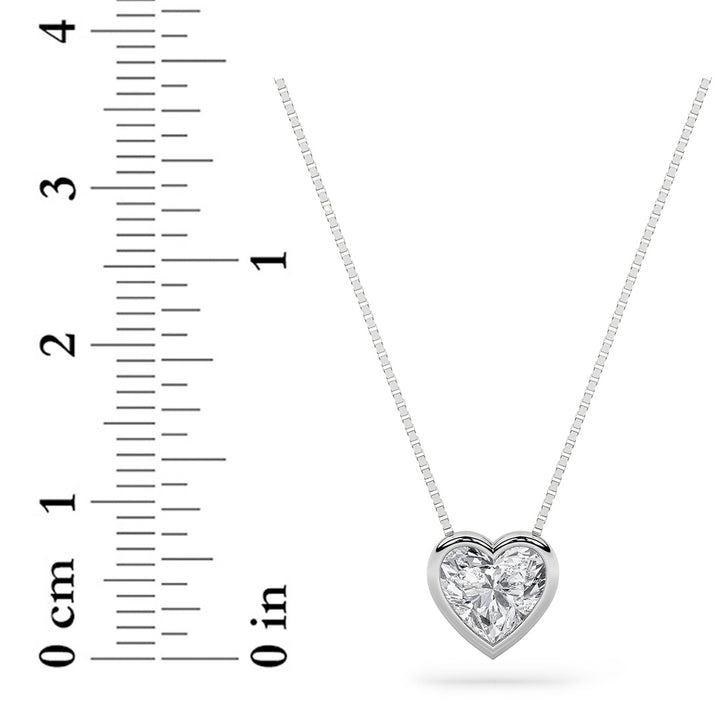 1Cttw Heart Shaped Lab Grown Diamond (F/VS) BezelSet Solitaire Pendant in 14K Gold