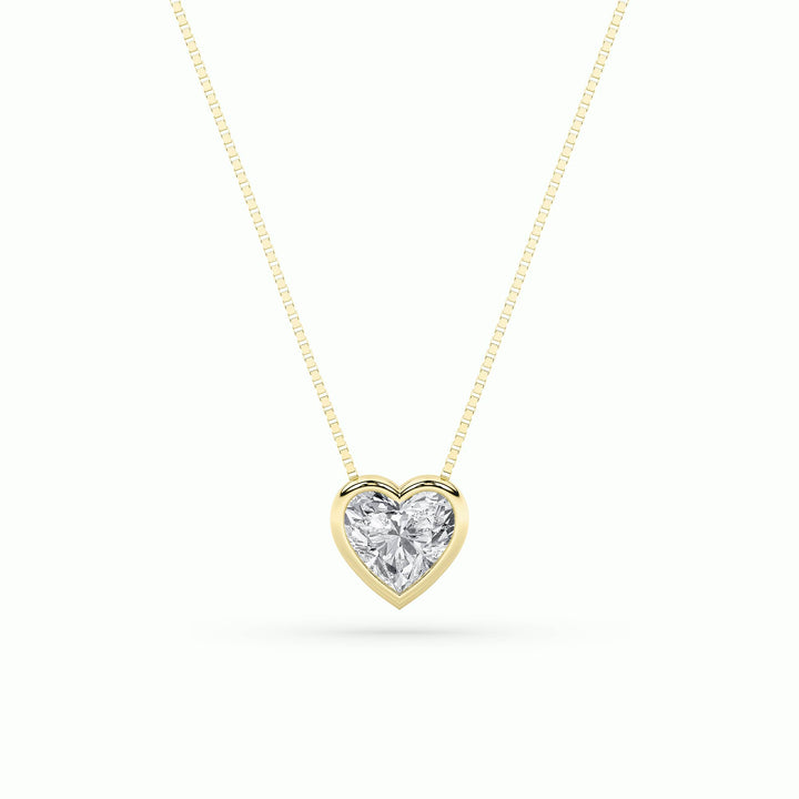 1Cttw Heart Shaped Lab Grown Diamond (F/VS) BezelSet Solitaire Pendant in 14K Gold
