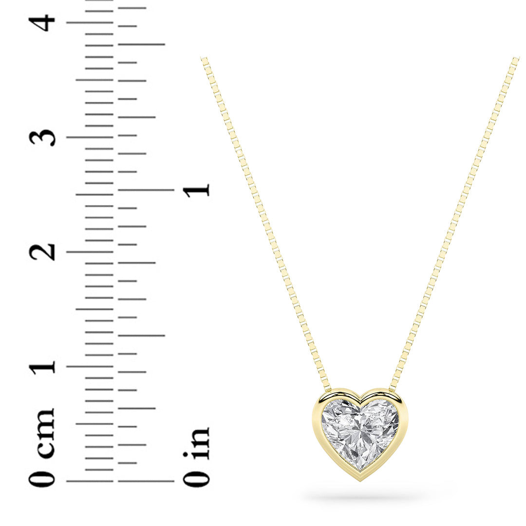 1Cttw Heart Shaped Lab Grown Diamond (F/VS) BezelSet Solitaire Pendant in 14K Gold