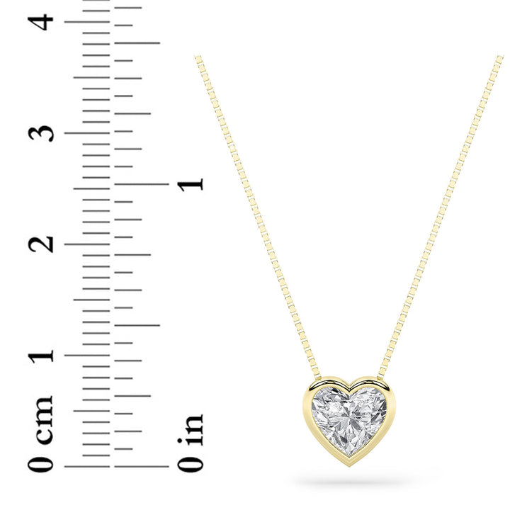1Cttw Heart Shaped Lab Grown Diamond (F/VS) BezelSet Solitaire Pendant in 14K Gold
