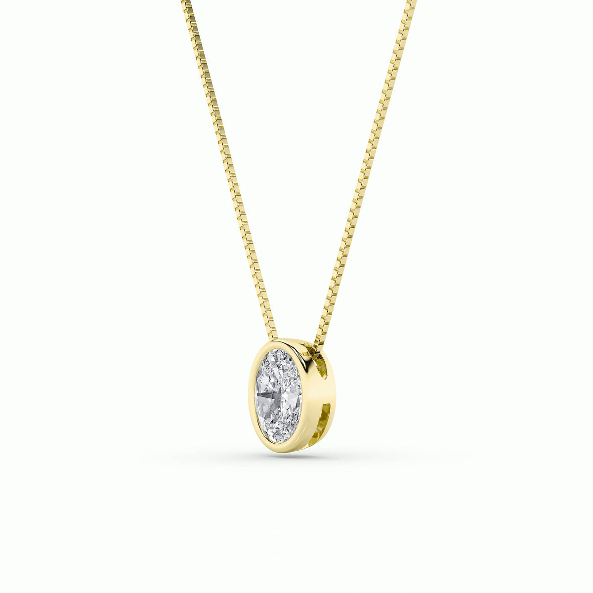 1Cttw Oval Shaped Lab Grown Diamond (F/VS) Bezel Set Solitaire Pendant in 14K Gold