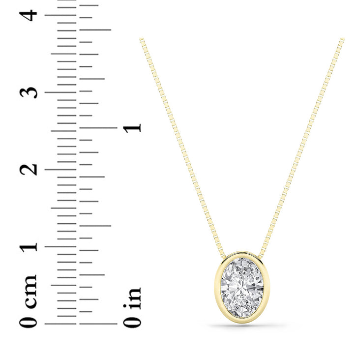 1Cttw Oval Shaped Lab Grown Diamond (F/VS) Bezel Set Solitaire Pendant in 14K Gold