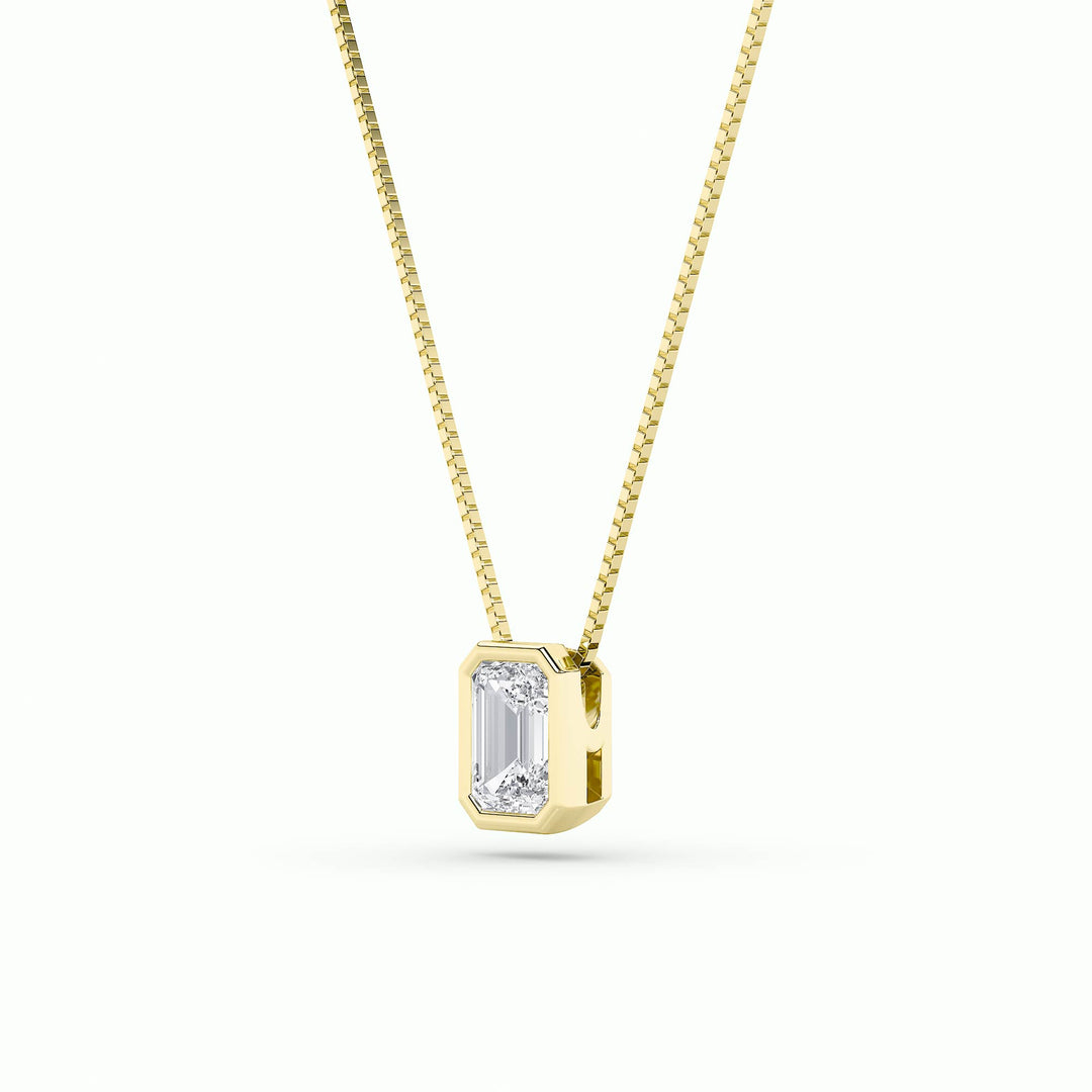 1Cttw Radiant Shaped Lab Grown Diamond (F/VS) Bezel Set Solitaire Pendant in 14K Gold