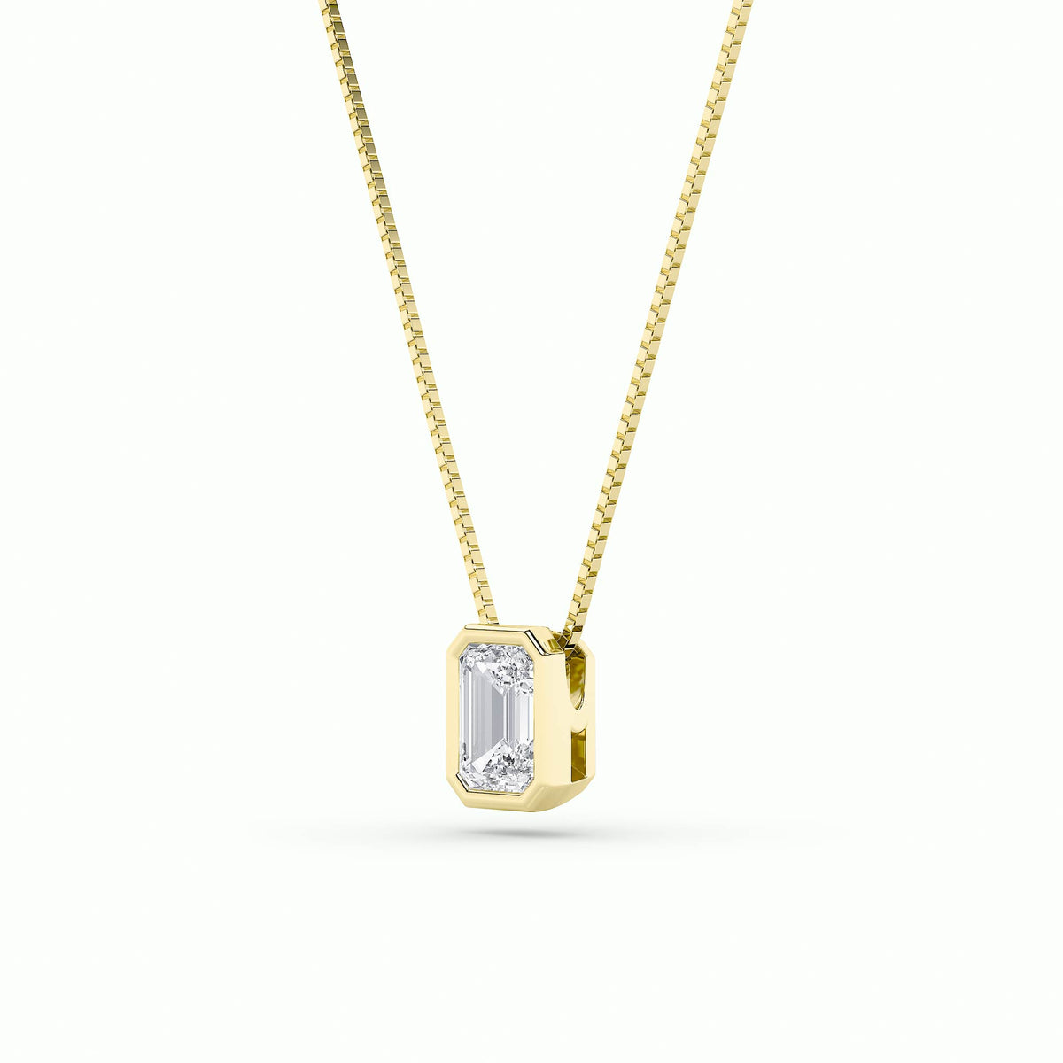 1Cttw Radiant Shaped Lab Grown Diamond (F/VS) Bezel Set Solitaire Pendant in 14K Gold