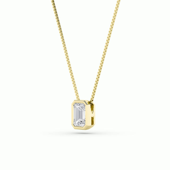 1Cttw Radiant Shaped Lab Grown Diamond (F/VS) Bezel Set Solitaire Pendant in 14K Gold