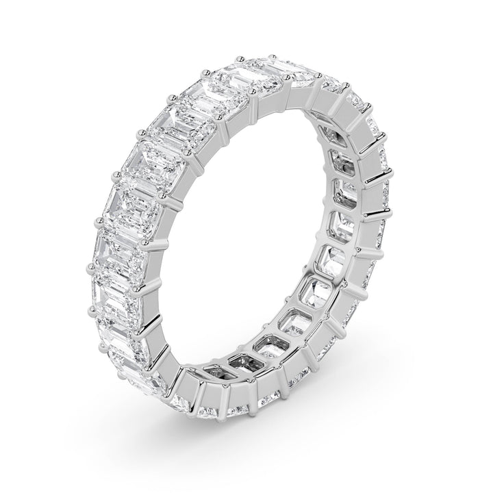 2.9Cttw Emerald Shaped Lab Grown Diamond Split Prong Eternity Ring in 14K Gold (F/VS) - Size 5