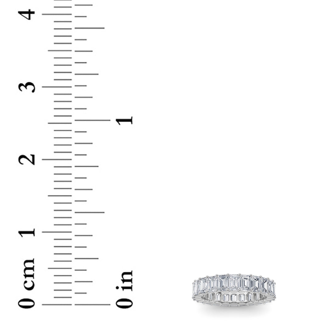 2.9Cttw Emerald Shaped Lab Grown Diamond Split Prong Eternity Ring in 14K Gold (F/VS) - Size 5