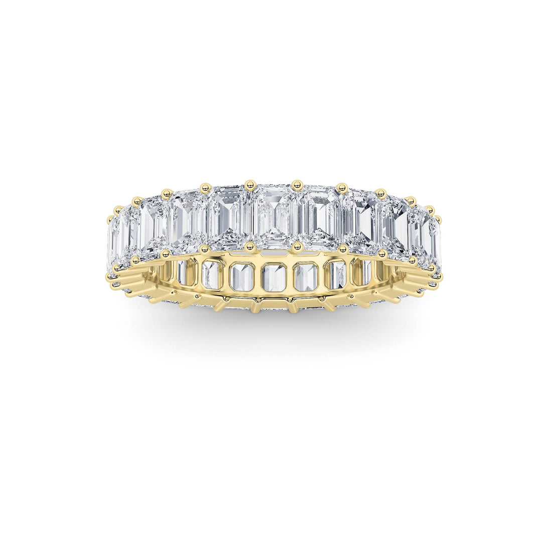 2.9Cttw Emerald Shaped Lab Grown Diamond Split Prong Eternity Ring in 14K Gold (F/VS) - Size 5