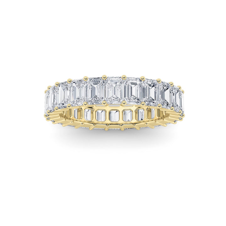 2.9Cttw Emerald Shaped Lab Grown Diamond Split Prong Eternity Ring in 14K Gold (F/VS) - Size 5