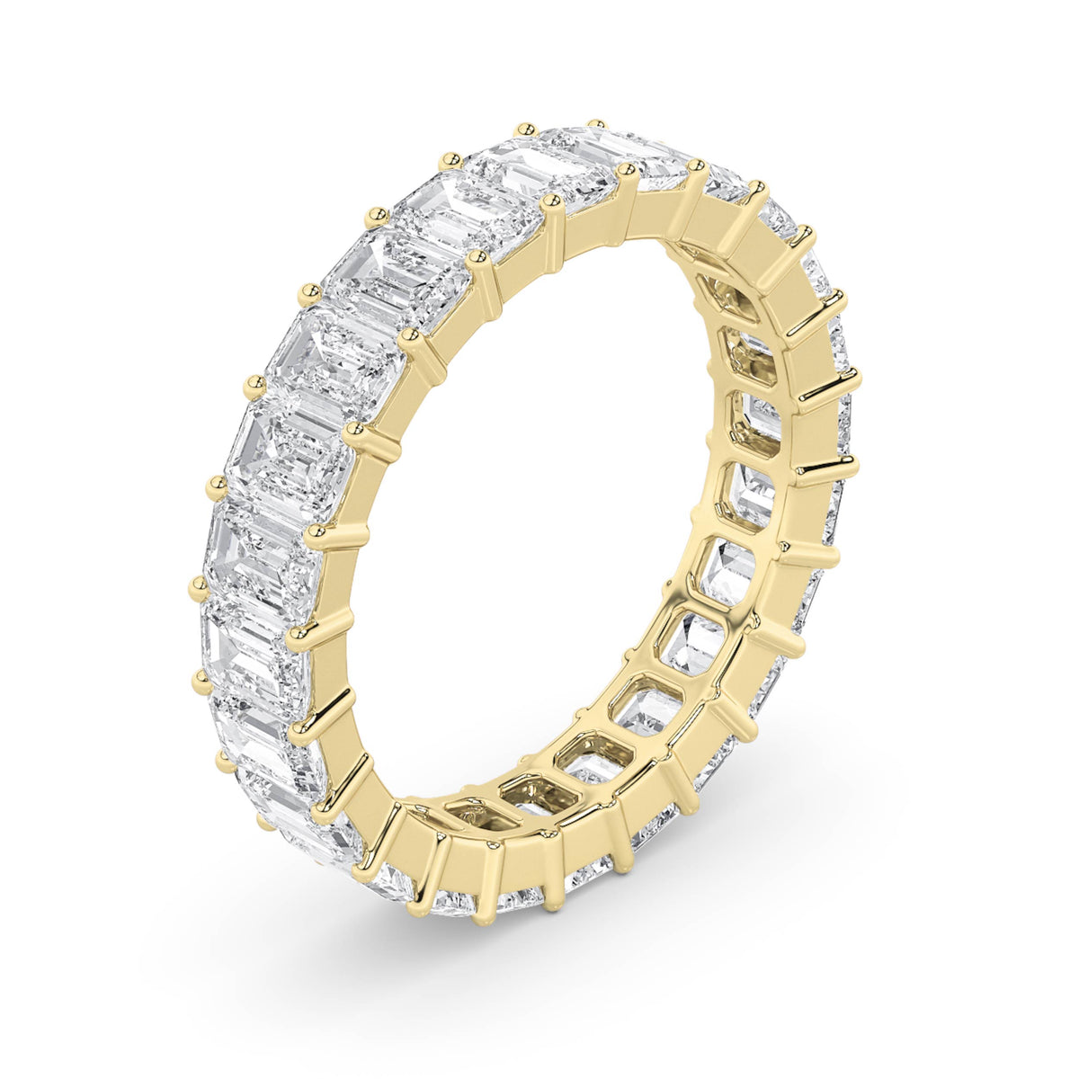 2.9Cttw Emerald Shaped Lab Grown Diamond Split Prong Eternity Ring in 14K Gold (F/VS) - Size 5