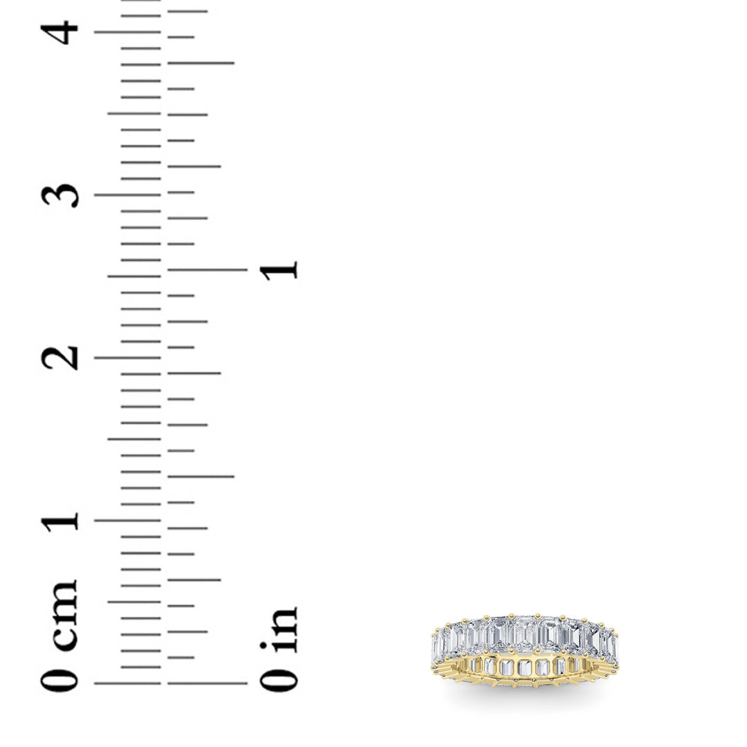 2.9Cttw Emerald Shaped Lab Grown Diamond Split Prong Eternity Ring in 14K Gold (F/VS) - Size 5