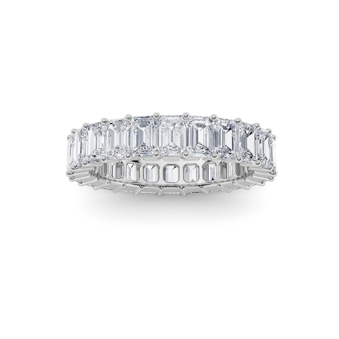 3Cttw Emerald Shaped Lab Grown Diamond Split Prong Eternity Ring in 14K Gold (F/VS) - Size 5