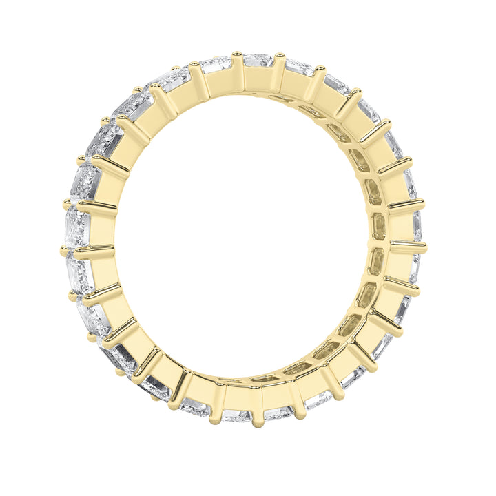 3.15Cttw Emerald Shaped Lab Grown Diamond Split Prong Eternity Ring in 14K Gold (F/VS) - Size 6