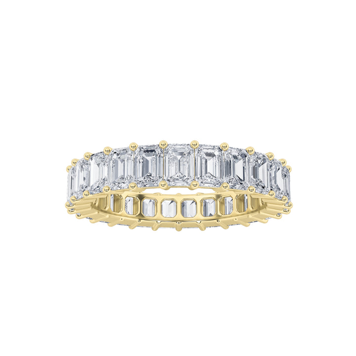 3.45Cttw Emerald Shaped Lab Grown Diamond Split Prong Eternity Ring in 14K Gold (F/VS) - Size 5
