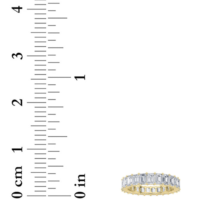 3.45Cttw Emerald Shaped Lab Grown Diamond Split Prong Eternity Ring in 14K Gold (F/VS) - Size 5