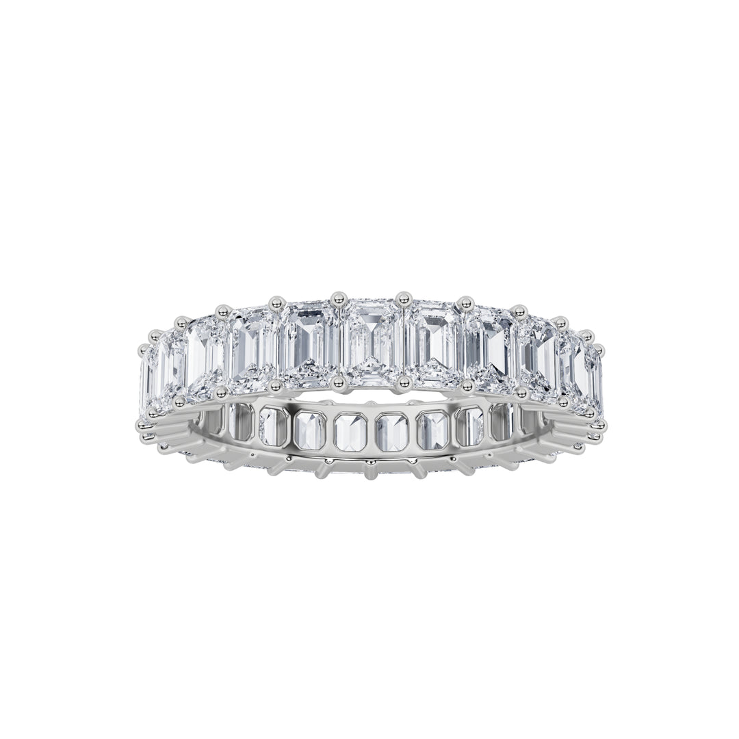 3.6Cttw Emerald Shaped Lab Grown Diamond Split Prong Eternity Ring in 14K Gold (F/VS) - Size 6