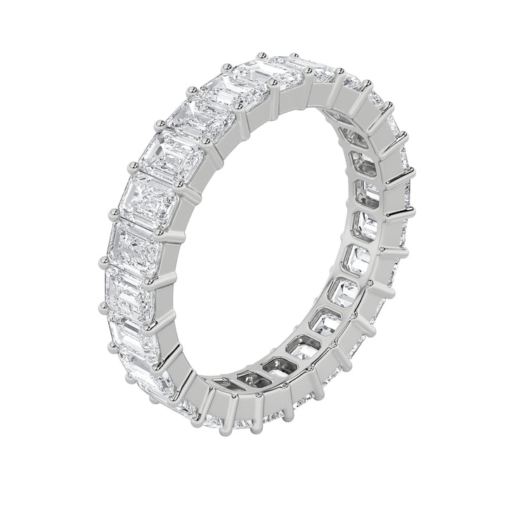 3.6Cttw Emerald Shaped Lab Grown Diamond Split Prong Eternity Ring in 14K Gold (F/VS) - Size 6