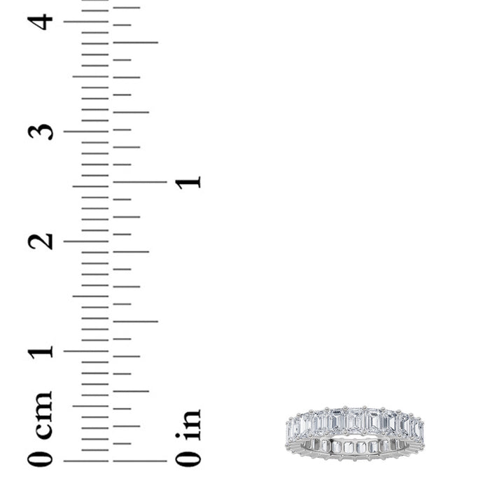 3.6Cttw Emerald Shaped Lab Grown Diamond Split Prong Eternity Ring in 14K Gold (F/VS) - Size 6