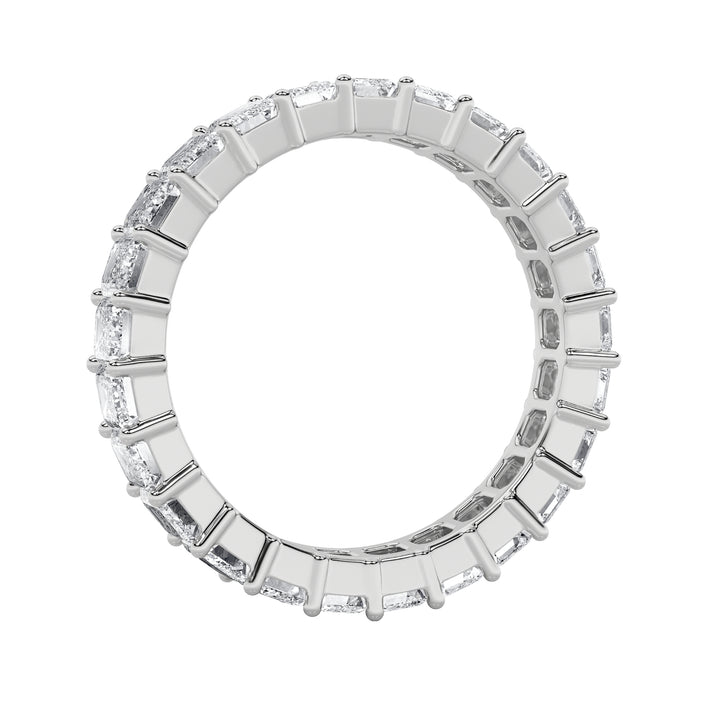 4Cttw Emerald Shaped Lab Grown Diamond Split Prong Eternity Ring in 14K Gold (F/VS) - Size 9