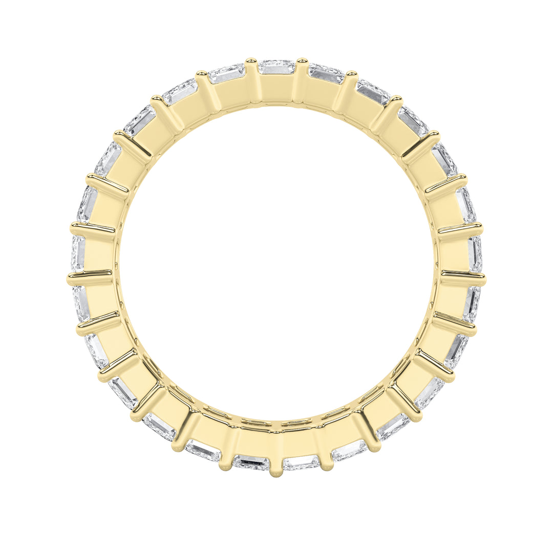 4.55Cttw Emerald Shaped Lab Grown Diamond Split Prong Eternity Ring in 14K Gold (F/VS) - Size 9