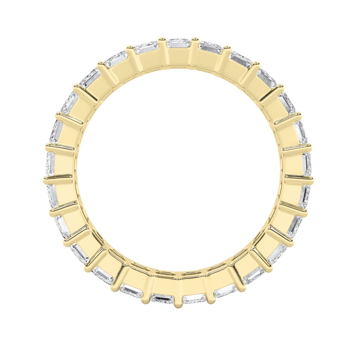 5Cttw Emerald Shaped Lab Grown Diamond Split Prong Eternity Ring in 14K Gold (F/VS) - Size 8