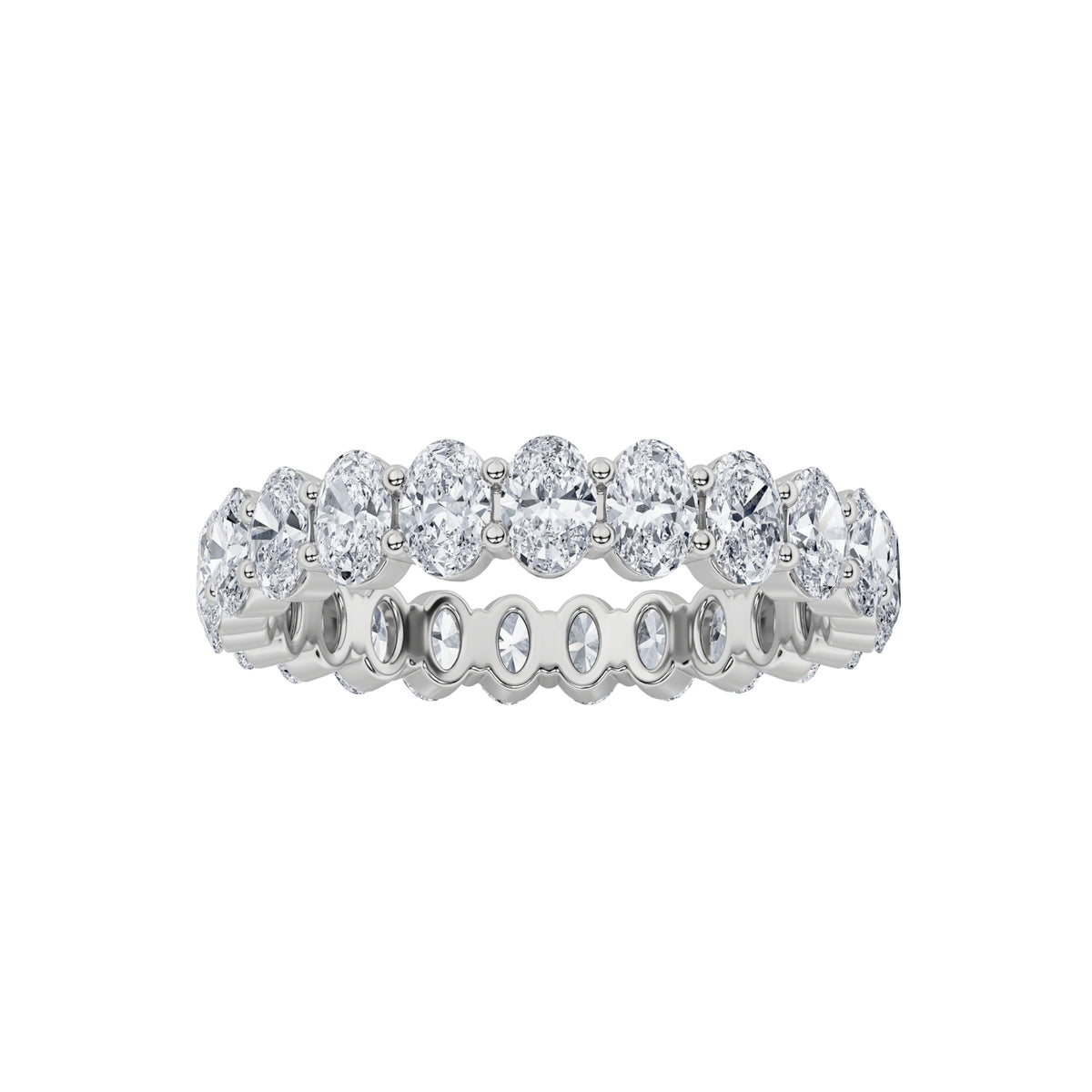 4CTW Oval Shaped Lab Grown Diamond Split Prong Eternity Ring in 14K Gold (F/VS) - Size 6