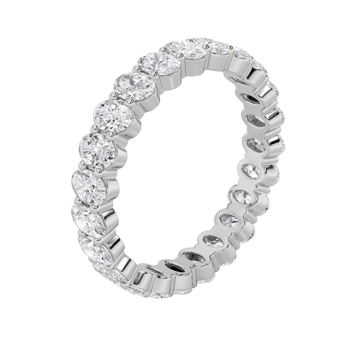 4CTW Oval Shaped Lab Grown Diamond Split Prong Eternity Ring in 14K Gold (F/VS) - Size 6