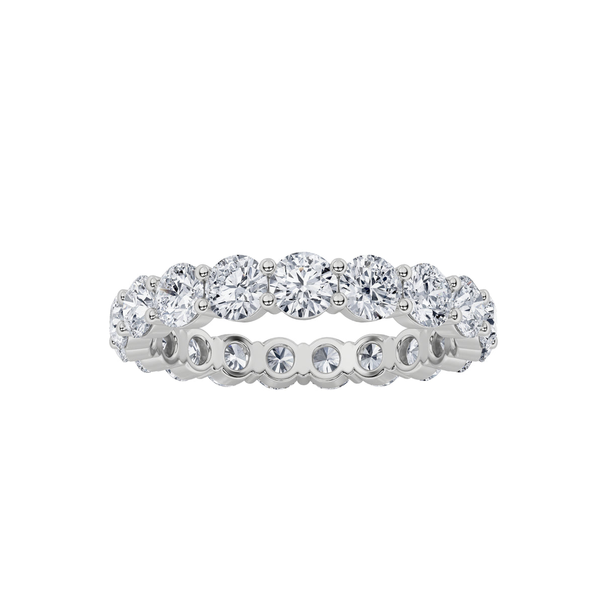 4CTW Round Shaped Lab Grown Diamond Split Prong Eternity Ring in 14K Gold (F/VS) - Size 8