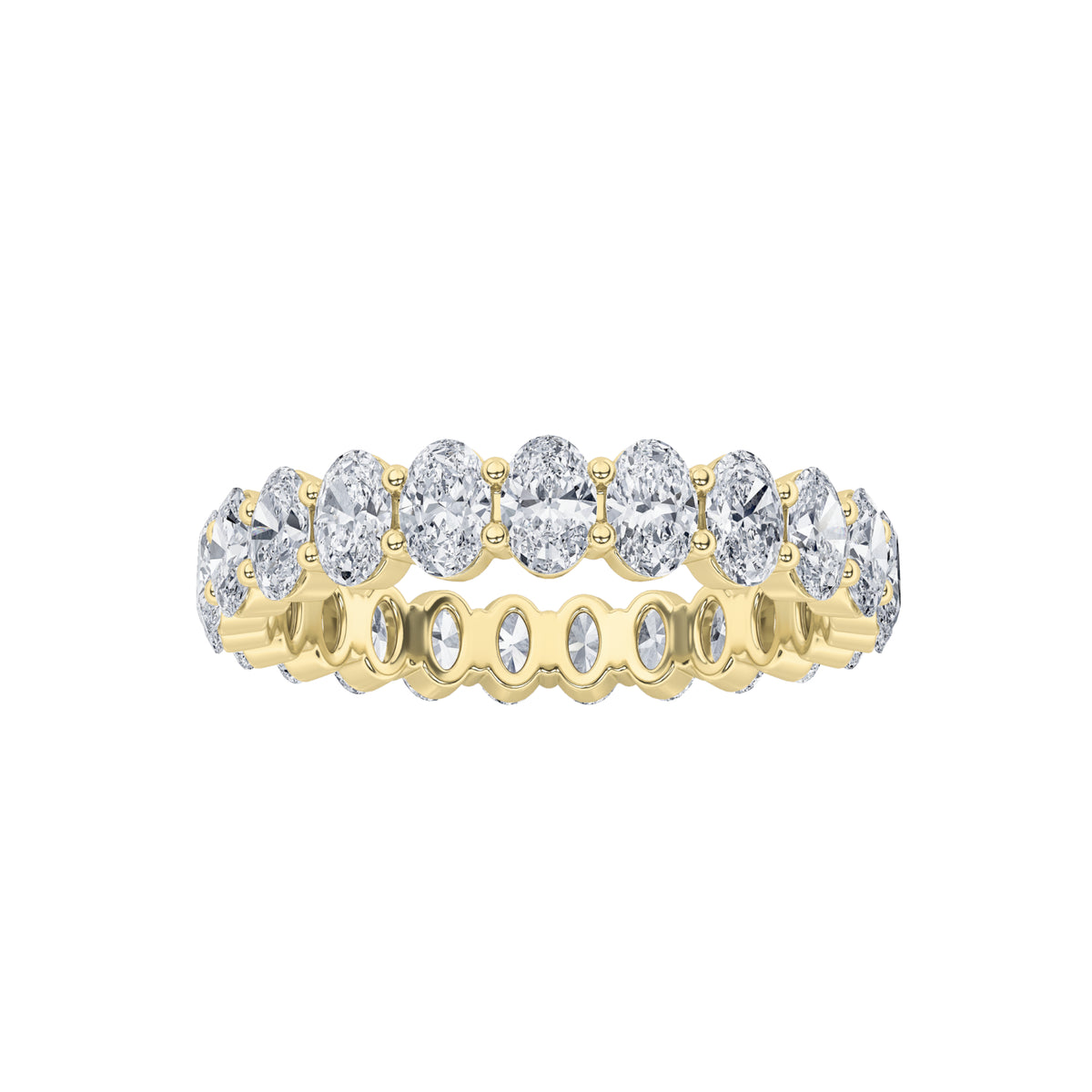 4.25Cttw Oval Shaped Lab Grown Diamond Split Prong Eternity Ring in 14K Gold (F/VS) - Size 6