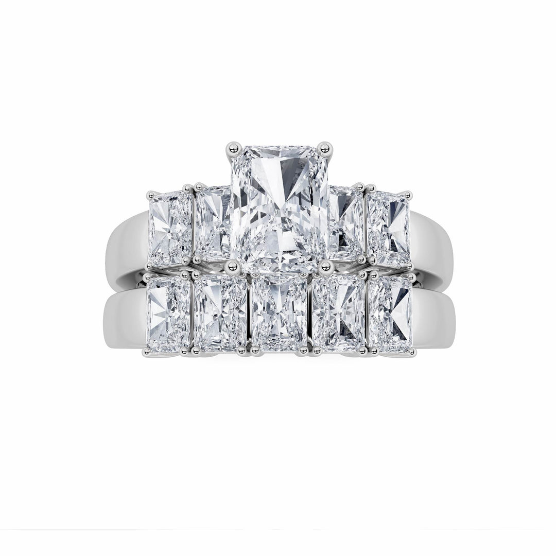 2.5Cttw Radiant Shaped Lab Grown Diamond (G/VS) Bridal Set with Matching Band and  Ring in 14K Gold