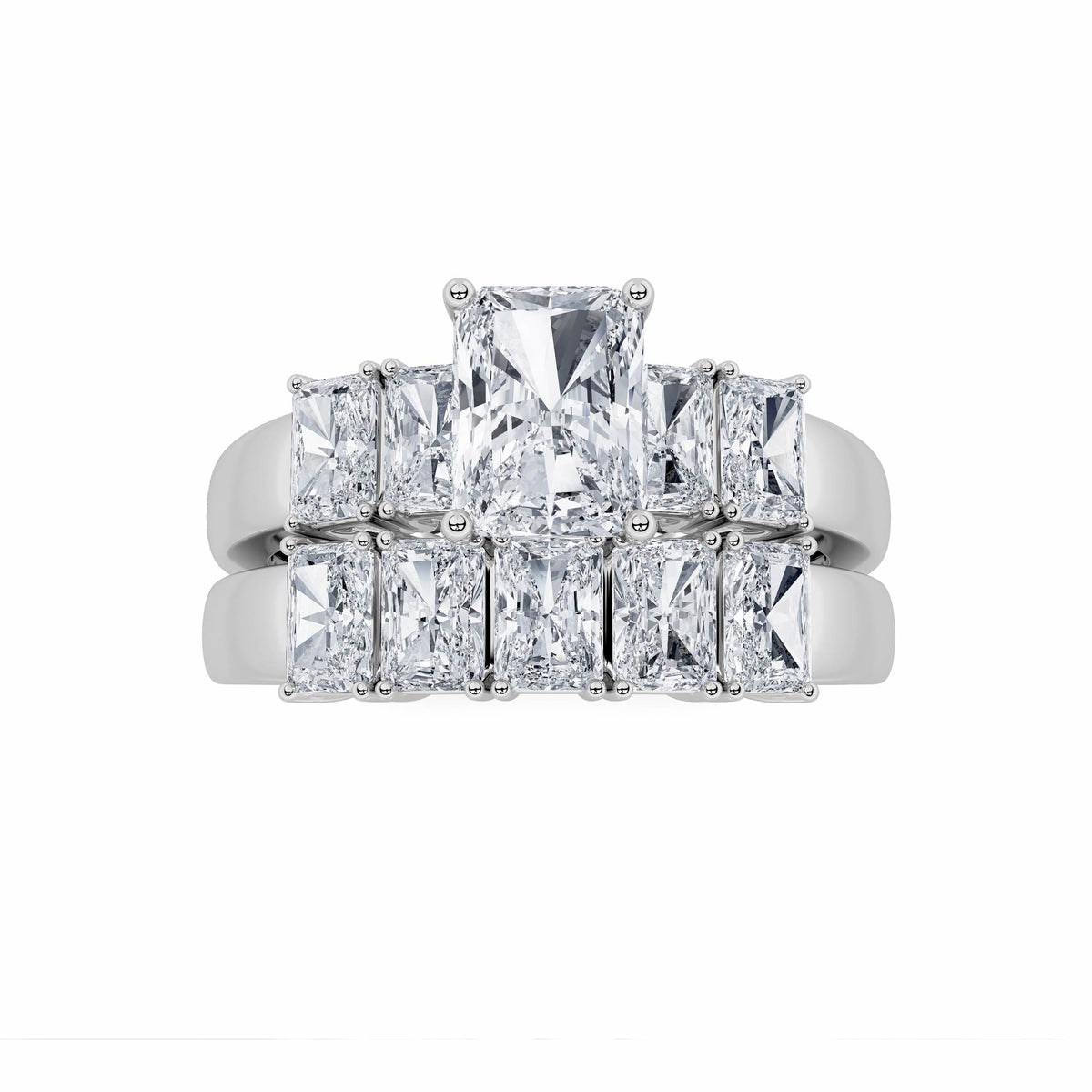 2.5Cttw Radiant Shaped Lab Grown Diamond (G/VS) Bridal Set with Matching Band and  Ring in 14K Gold