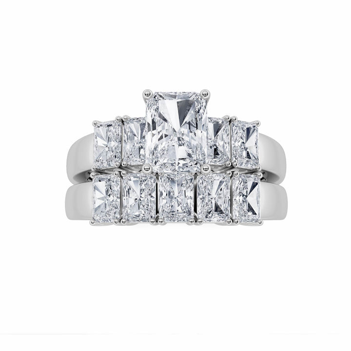 2.5Cttw Radiant Shaped Lab Grown Diamond (G/VS) Bridal Set with Matching Band and  Ring in 14K Gold