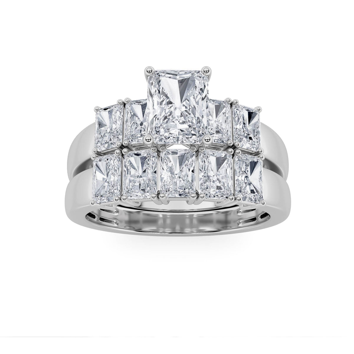 2.5Cttw Radiant Shaped Lab Grown Diamond (G/VS) Bridal Set with Matching Band and  Ring in 14K Gold