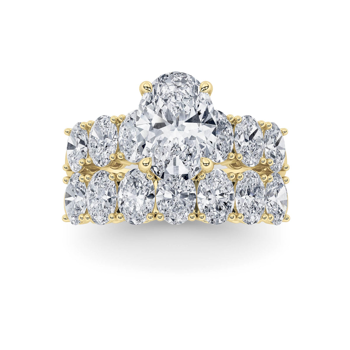 3.5Cttw Oval Shaped Lab Grown Diamond (G/VS) Bridal Set with Matching Band and  Ring in 14K Gold