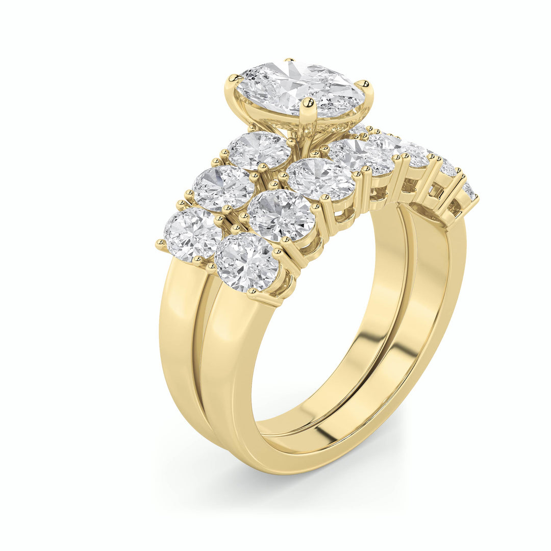 3.5Cttw Oval Shaped Lab Grown Diamond (G/VS) Bridal Set with Matching Band and  Ring in 14K Gold