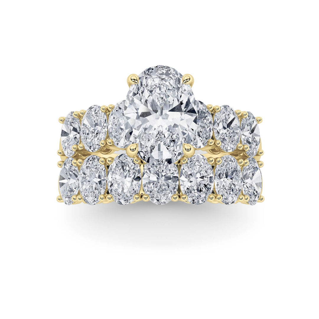 3.5Cttw Oval Shaped Lab Grown Diamond (G/VS) Bridal Set with Matching Band and  Ring in 14K Gold