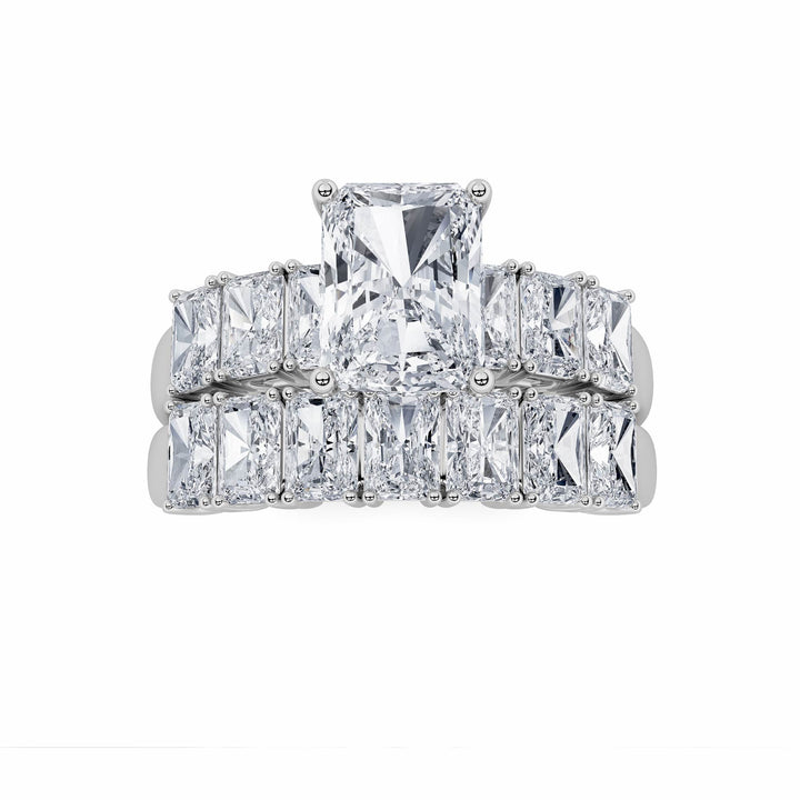 3.5Cttw Radiant Shaped Lab Grown Diamond (G/VS) Bridal Set with Matching Band and  Ring in 14K Gold