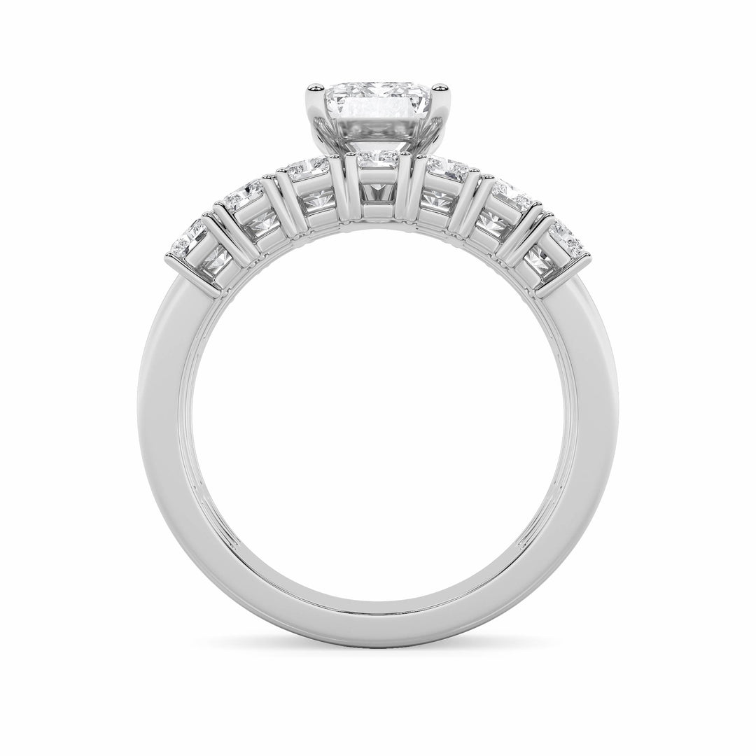3.5Cttw Radiant Shaped Lab Grown Diamond (G/VS) Bridal Set with Matching Band and  Ring in 14K Gold