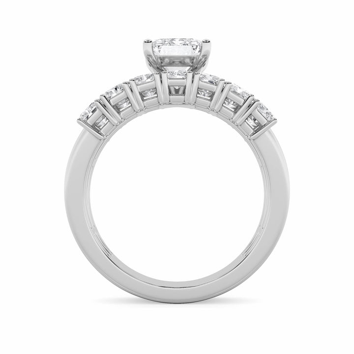 3.5Cttw Radiant Shaped Lab Grown Diamond (G/VS) Bridal Set with Matching Band and  Ring in 14K Gold