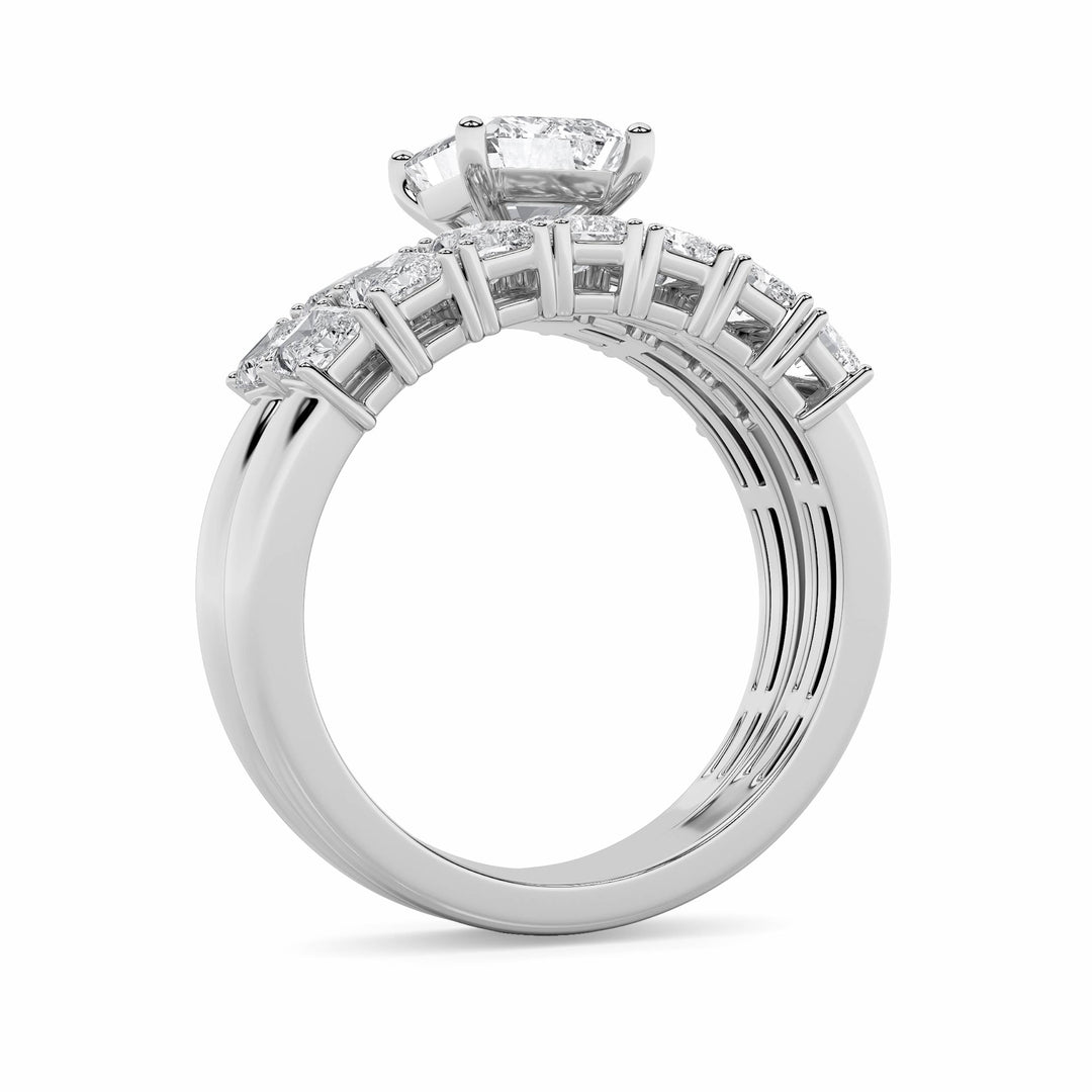 3.5Cttw Radiant Shaped Lab Grown Diamond (G/VS) Bridal Set with Matching Band and  Ring in 14K Gold
