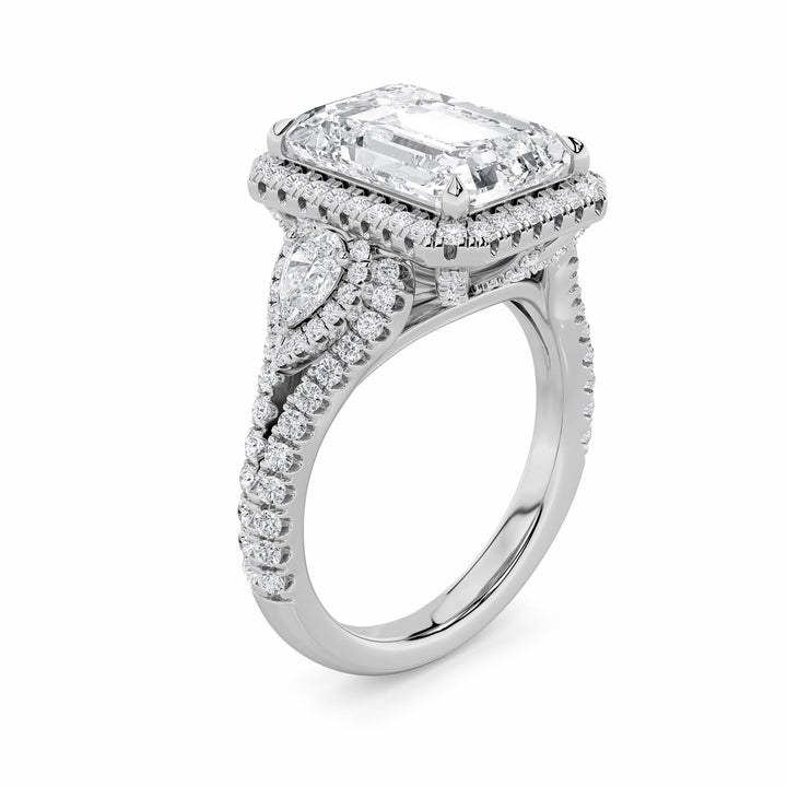 6.25Cttw Radiant Shaped Lab Grown Diamond (G/VS) Bold Accented Statement Engagement Ring in 14K Gold