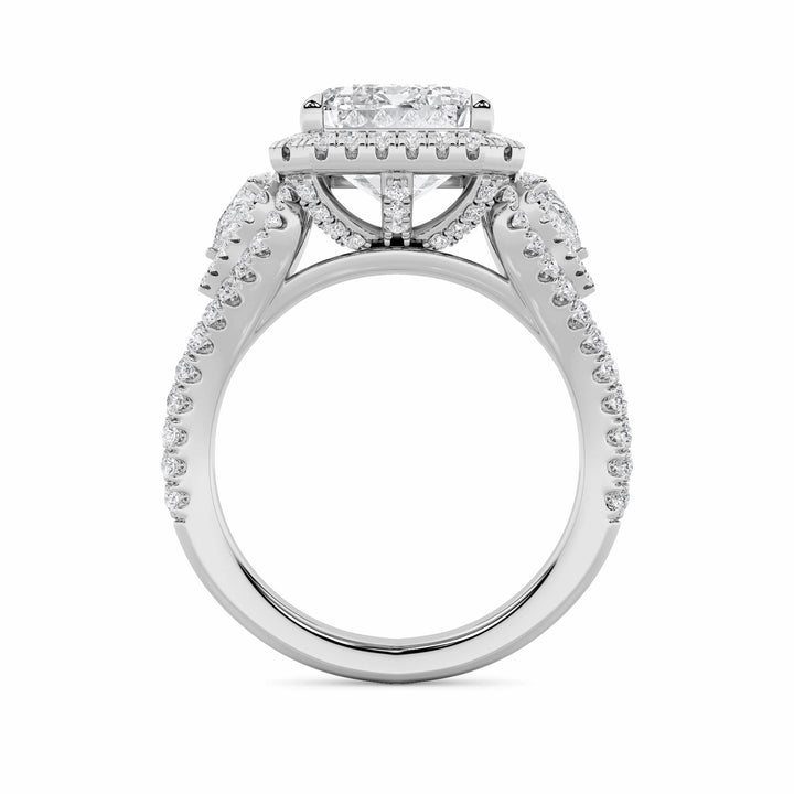 6.25Cttw Radiant Shaped Lab Grown Diamond (G/VS) Bold Accented Statement Engagement Ring in 14K Gold