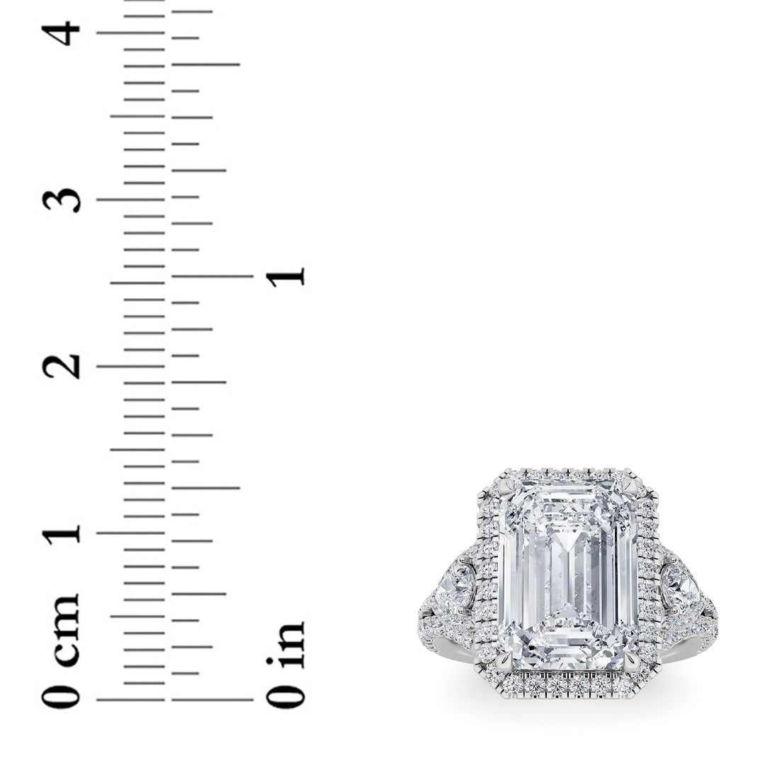 6.25Cttw Radiant Shaped Lab Grown Diamond (G/VS) Bold Accented Statement Engagement Ring in 14K Gold