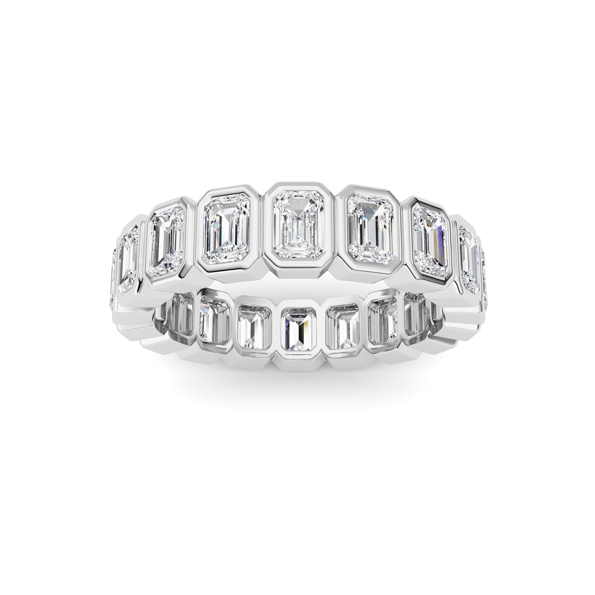 2.2Cttw Emerald Shaped Lab Grown Diamond (F/VS) Eternity Band Ring in 14K Gold - Size 5