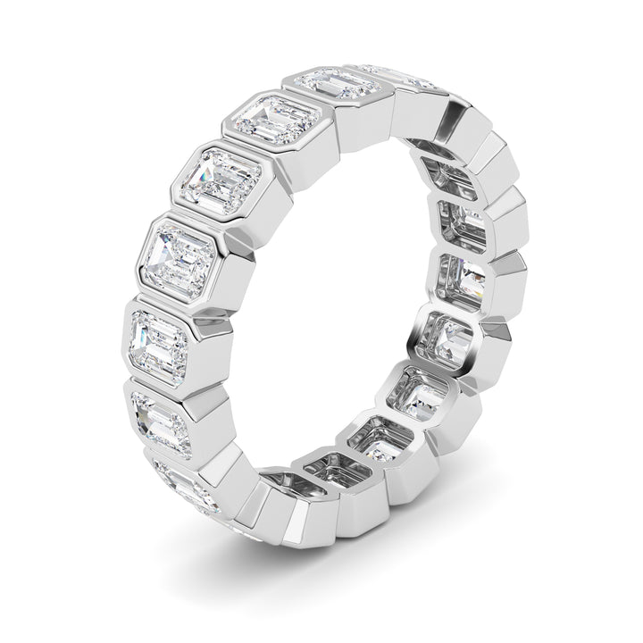 2.2Cttw Emerald Shaped Lab Grown Diamond (F/VS) Eternity Band Ring in 14K Gold - Size 5
