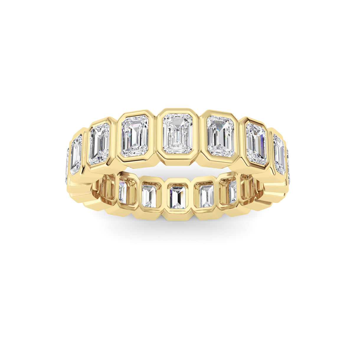 2.2Cttw Emerald Shaped Lab Grown Diamond (F/VS) Eternity Band Ring in 14K Gold - Size 5