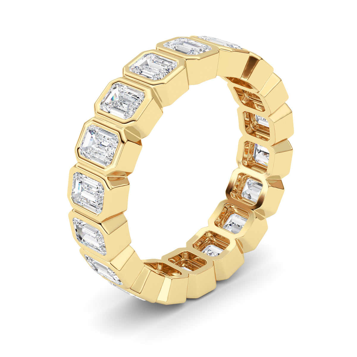 2.2Cttw Emerald Shaped Lab Grown Diamond (F/VS) Eternity Band Ring in 14K Gold - Size 5