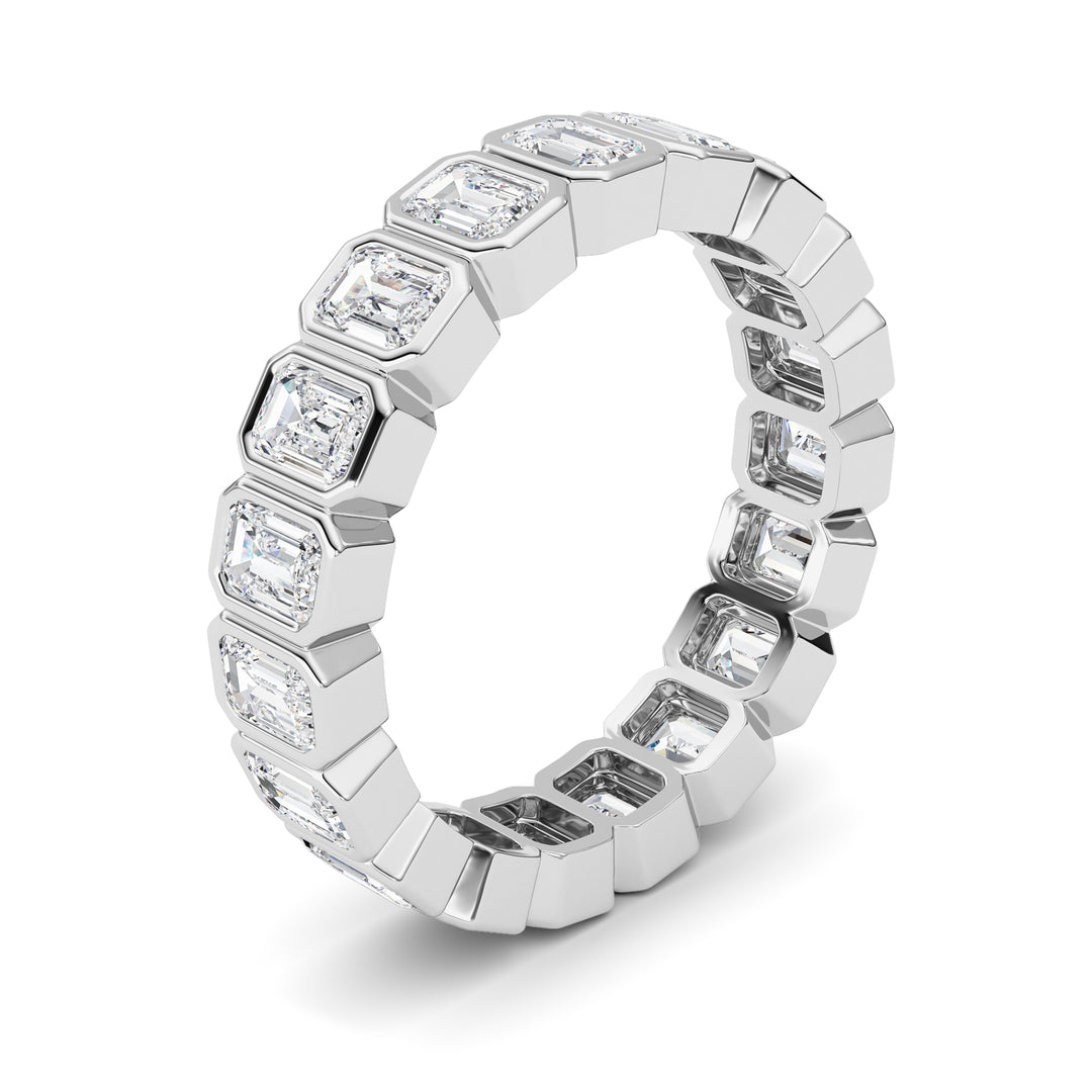 2.2Cttw Emerald Shaped Lab Grown Diamond (F/VS) Eternity Band Ring in 14K Gold - Size 6