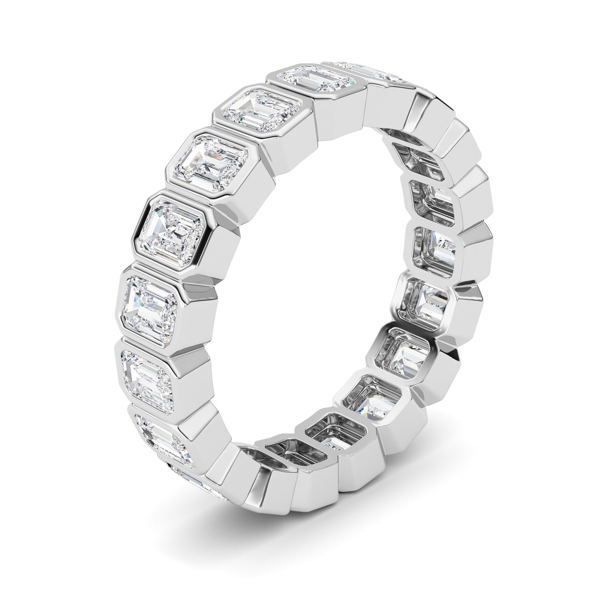 2.2Cttw Emerald Shaped Lab Grown Diamond (F/VS) Eternity Band Ring in 14K Gold - Size 6