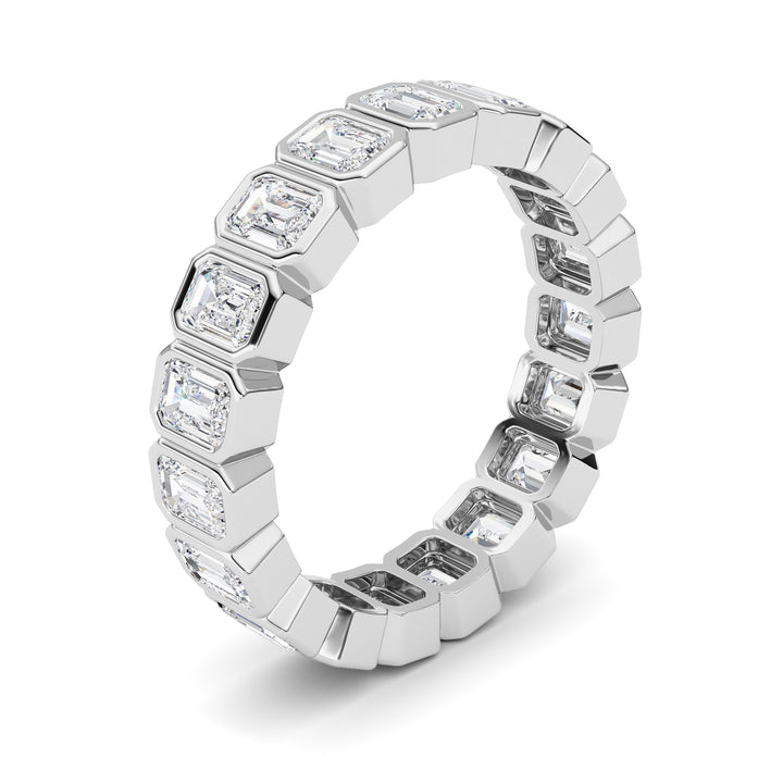 2.2Cttw Emerald Shaped Lab Grown Diamond (F/VS) Eternity Band Ring in 14K Gold - Size 6